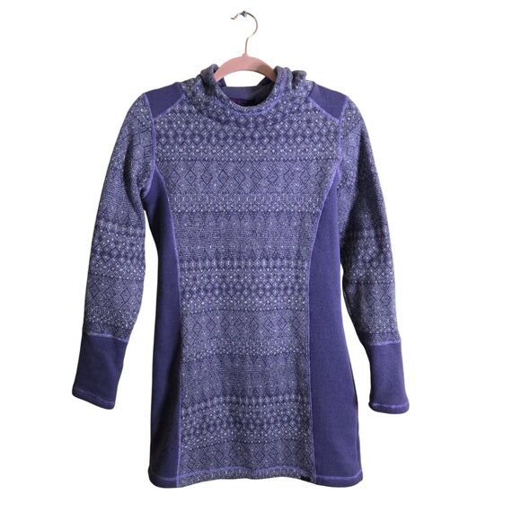 Prana Fairisle Fleece Hooded Sweater Dress Purple Size S - Picture 2 of 5